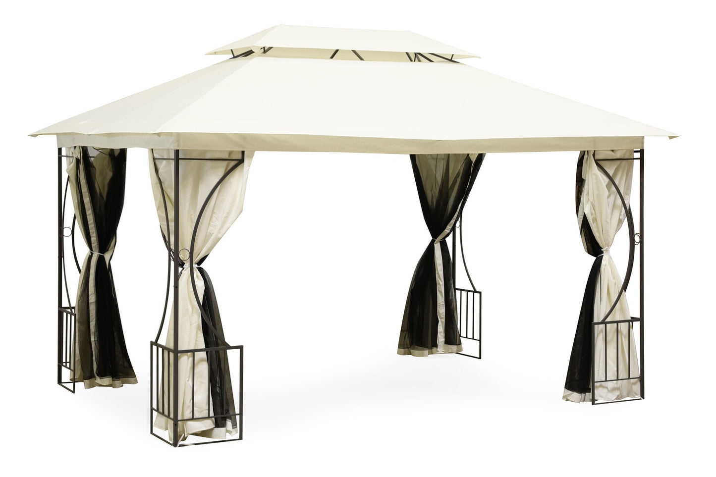 Luxury Beige Garden Pavilion Tent Gazebo 3x4 m with Mosquito Net and Full Walls MultiGarden