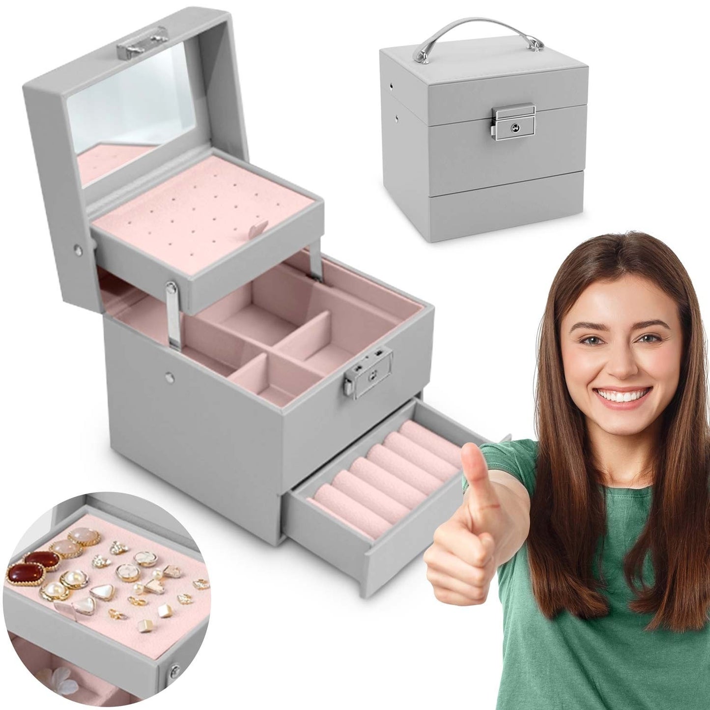Luxury Gray Jewelry Box MS-703 Massido
