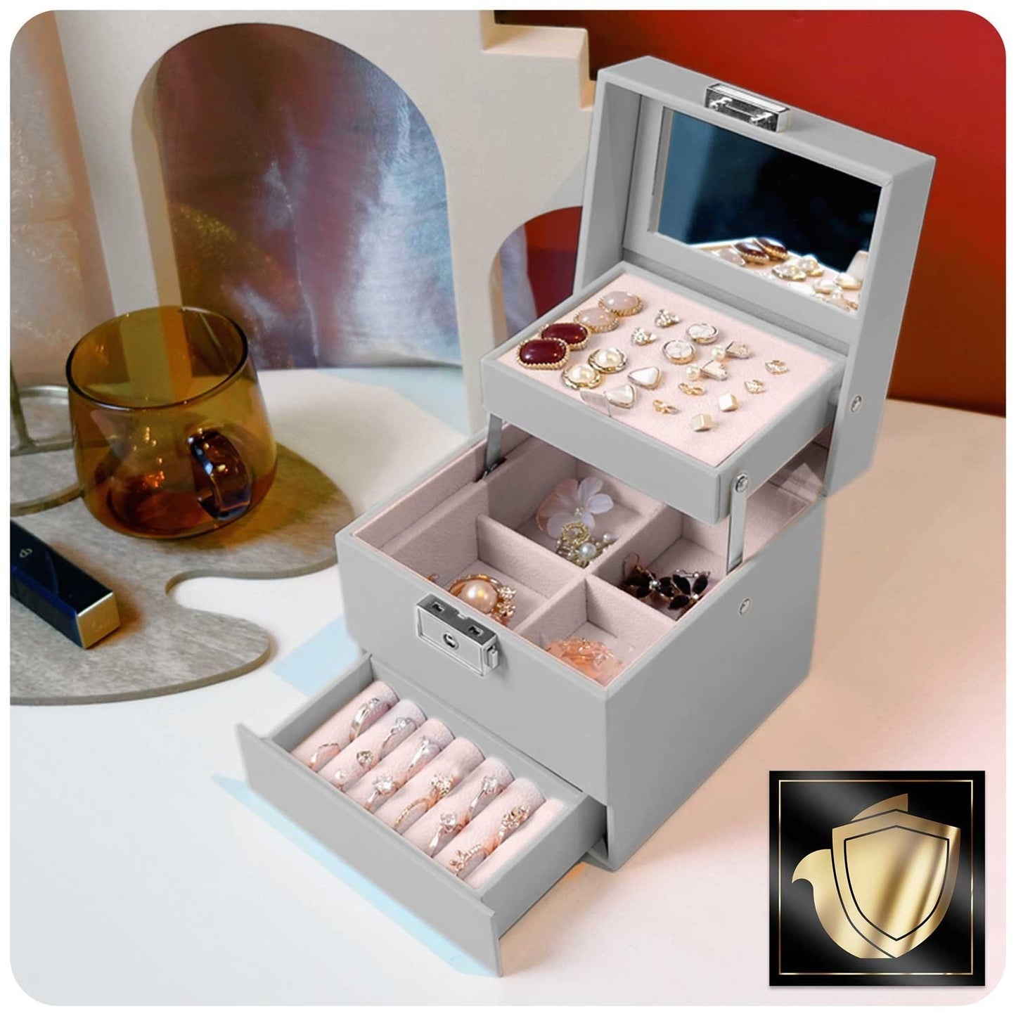 Luxury Gray Jewelry Box MS-703 Massido
