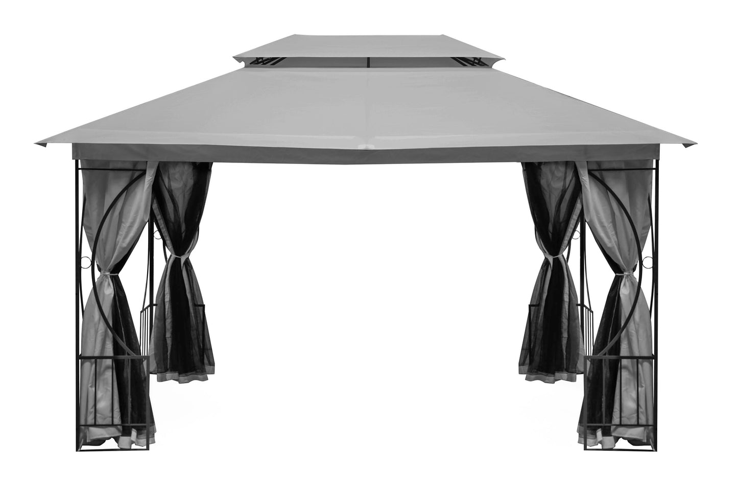 Luxury Grey Garden Pavilion Tent Gazebo 3x4 m with Mosquito Net and Full Walls MultiGarden