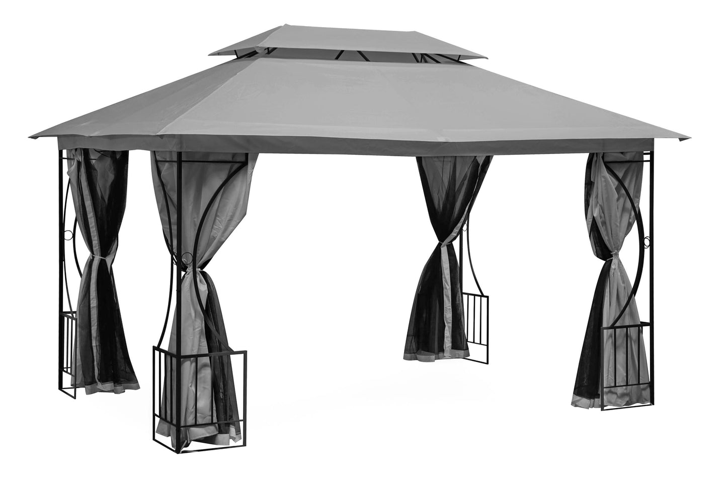 Luxury Grey Garden Pavilion Tent Gazebo 3x4 m with Mosquito Net and Full Walls MultiGarden