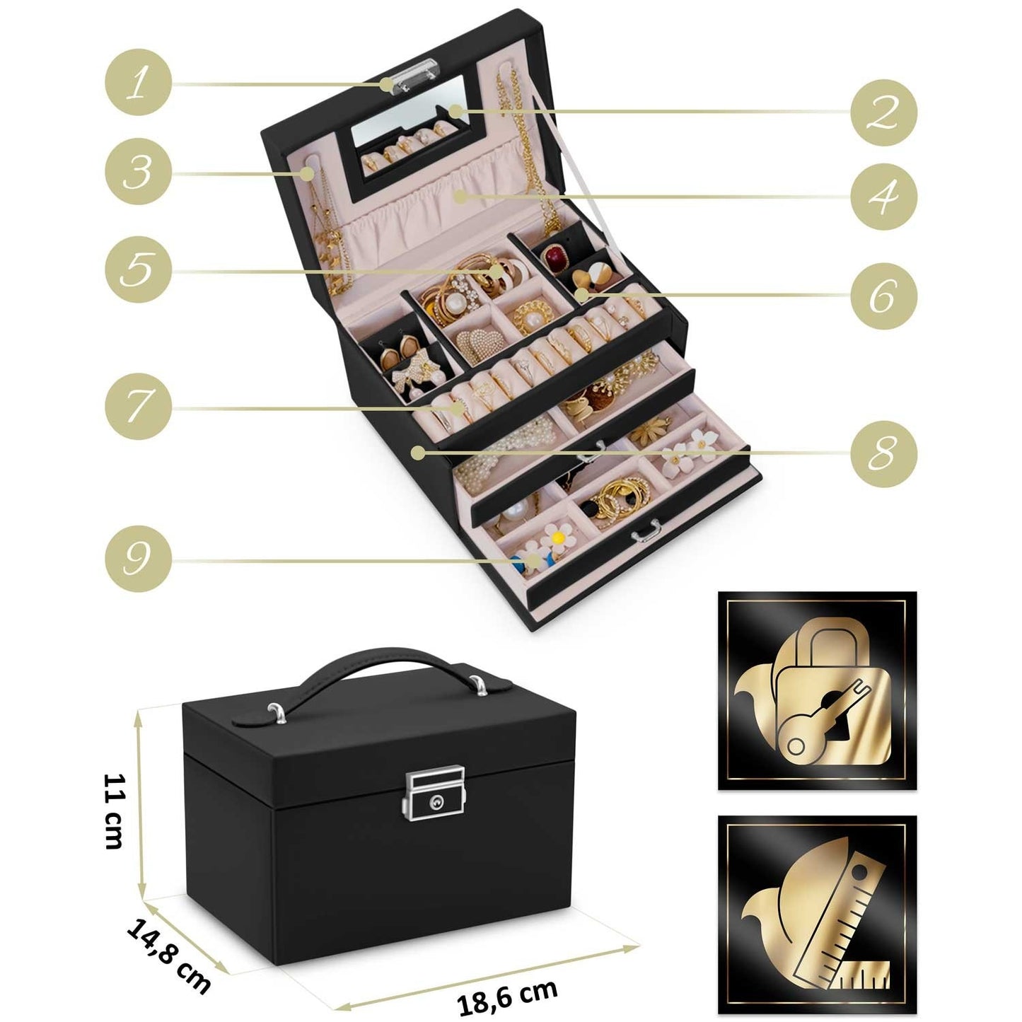 Luxury Jewelry Box MS-700 Massido - Black