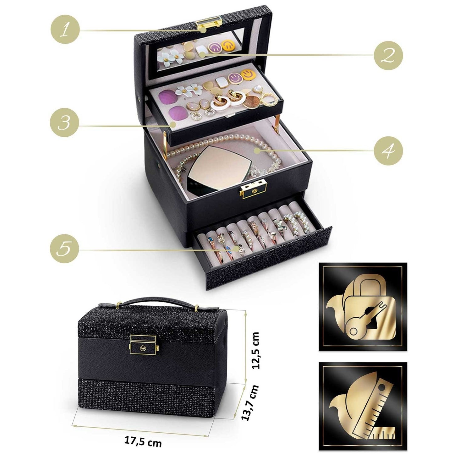 Luxury Jewelry Box MS-705 Massido - Black