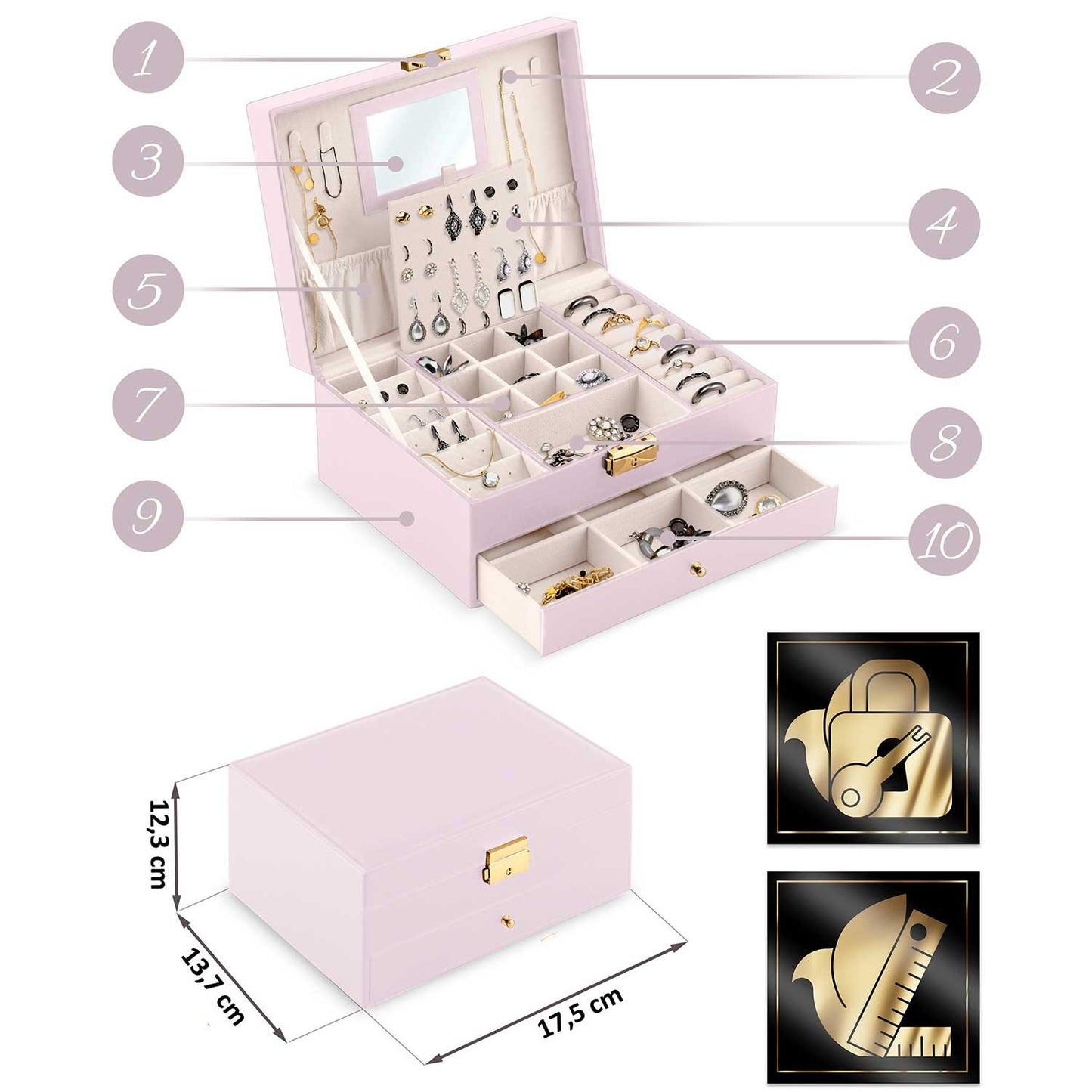 Luxury Jewelry Box MS-709 Massido - Pink