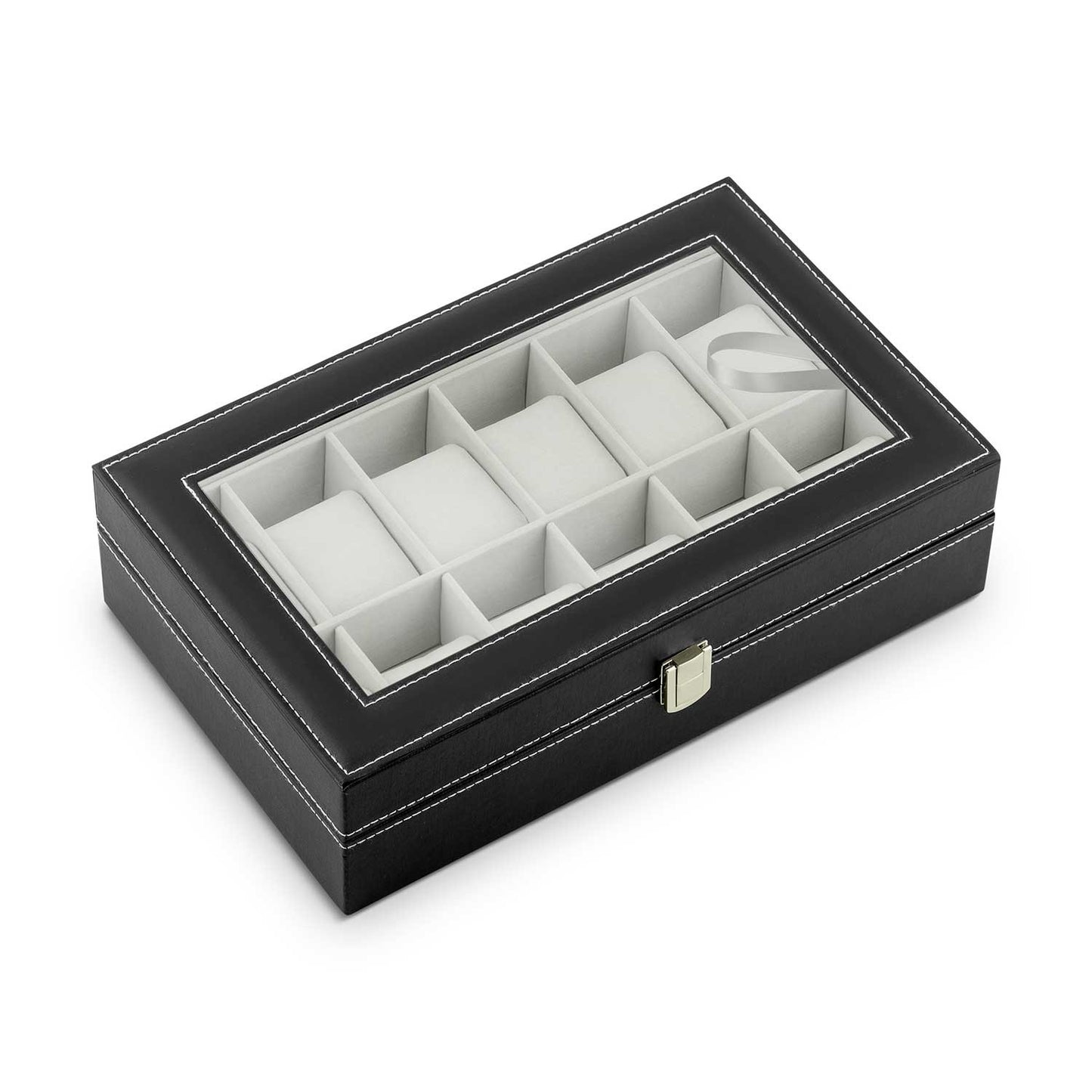 Luxury Watch Box for 12 Watches Massido MS-710 Black and Beige