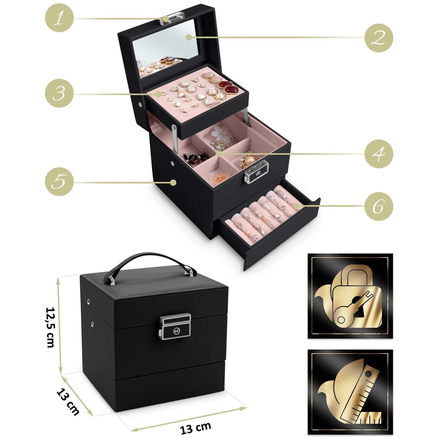 Luxury jewelry box MS-703 Massido - black