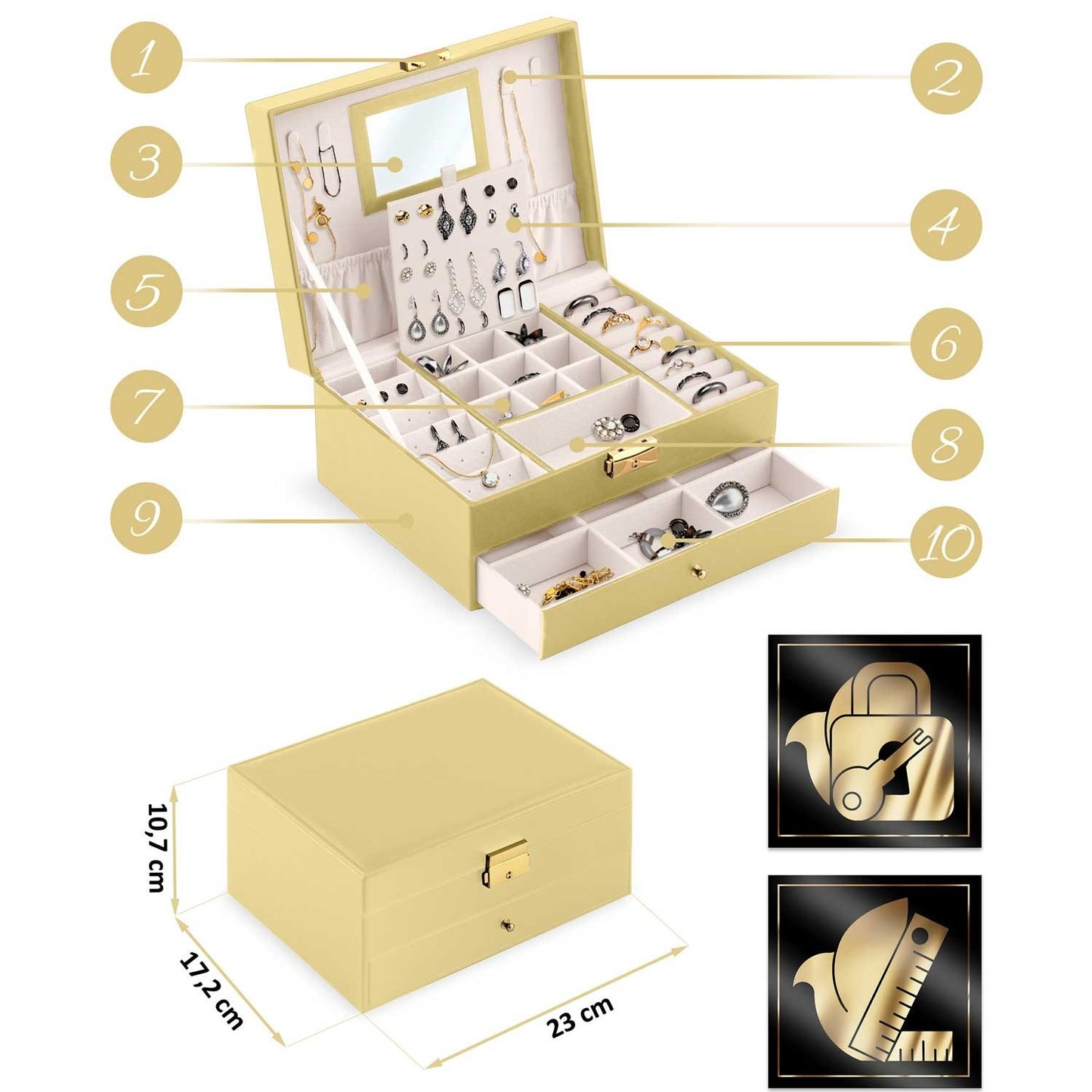 Luxury jewelry box MS-709 Massido - Gold