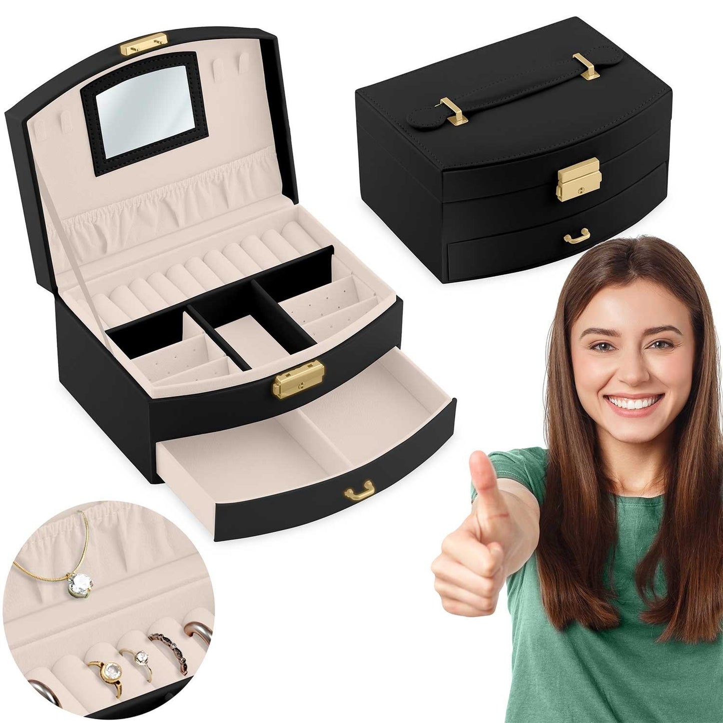 Luxury jewelry box Massido MS-708 - Black