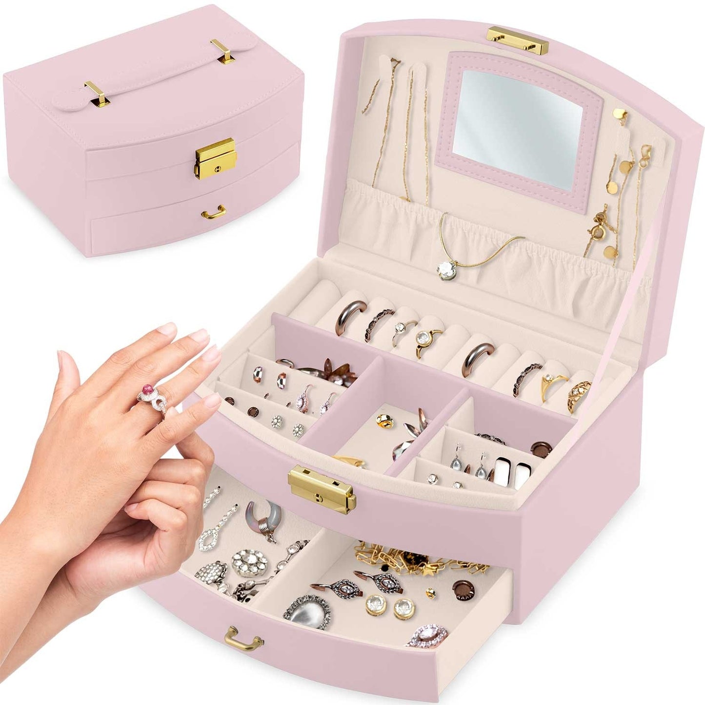 Luxury pink jewelry box Massido MS-708
