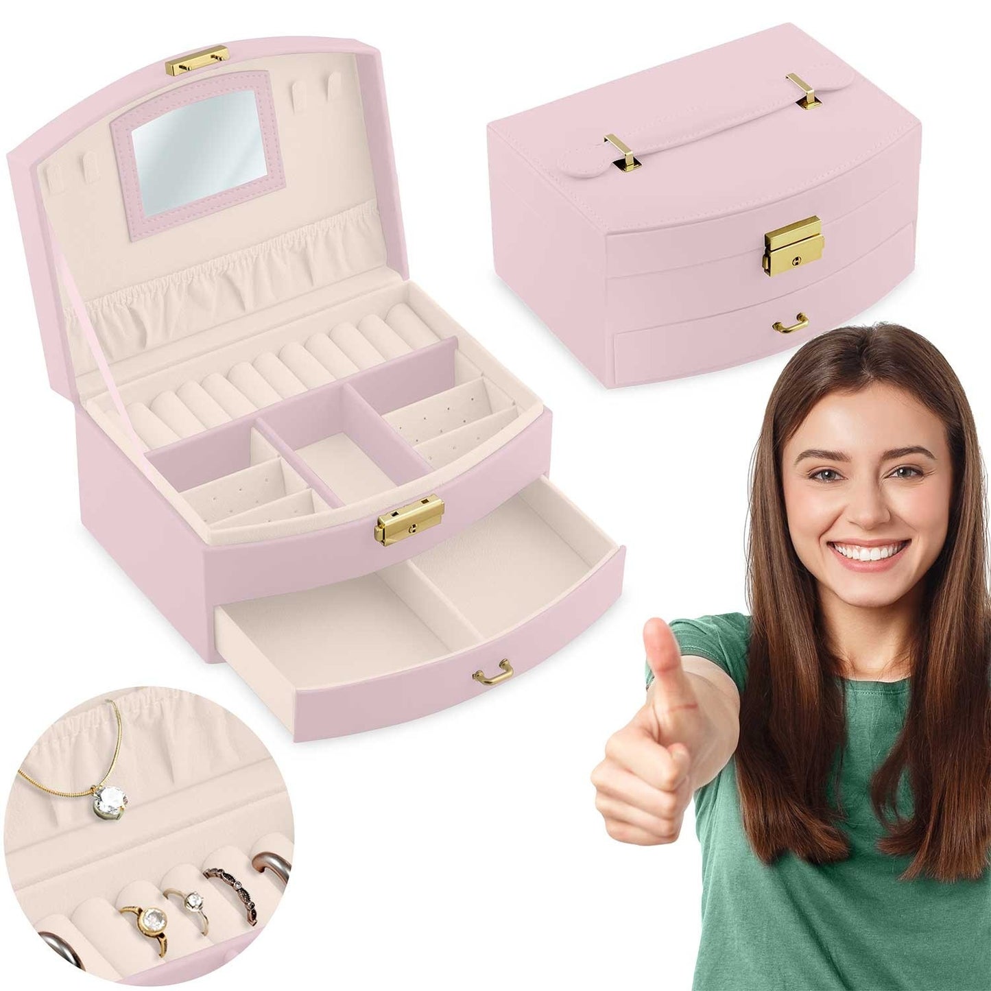 Luxury pink jewelry box Massido MS-708
