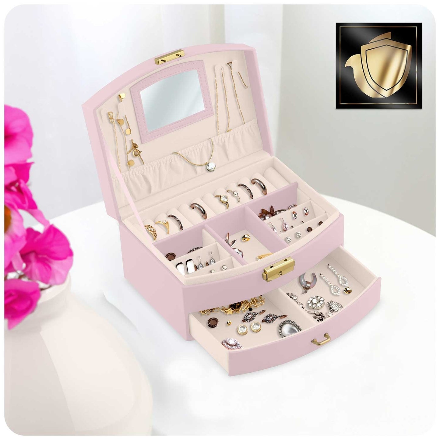 Luxury pink jewelry box Massido MS-708