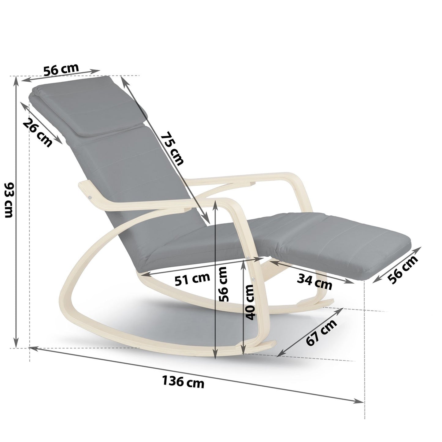 Luxury rocking chair Suzi - gray