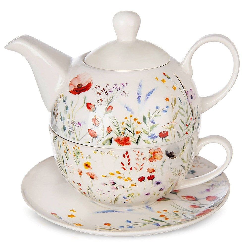 MAKI porcelain teapot with cup, 3 pieces