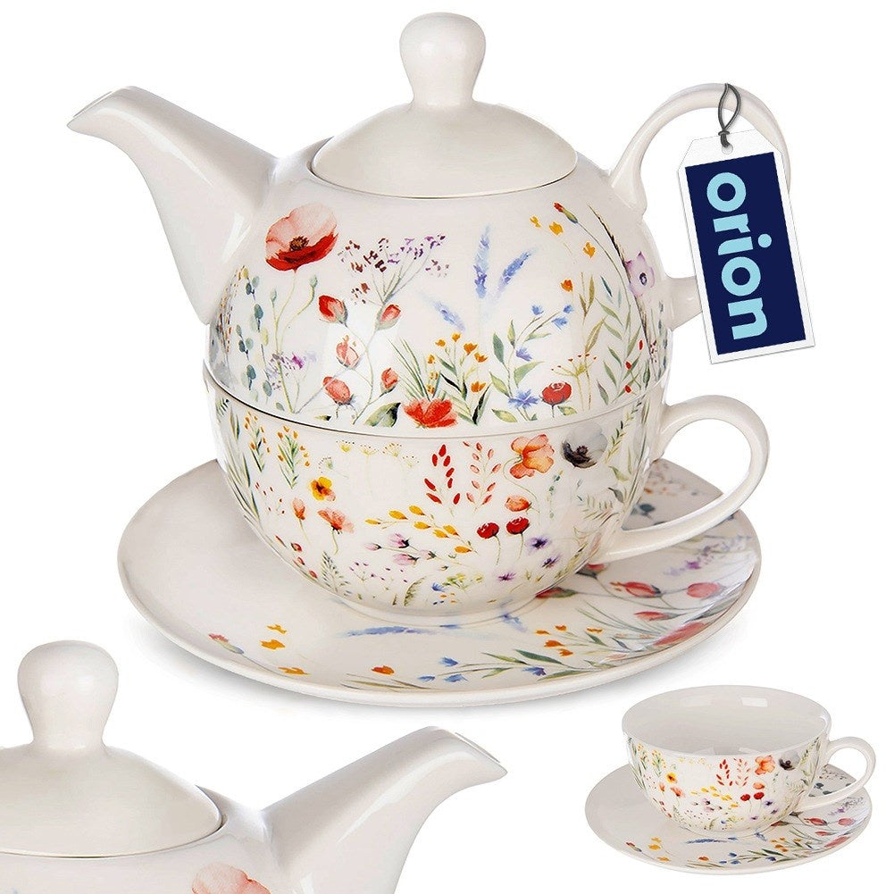 MAKI porcelain teapot with cup, 3 pieces