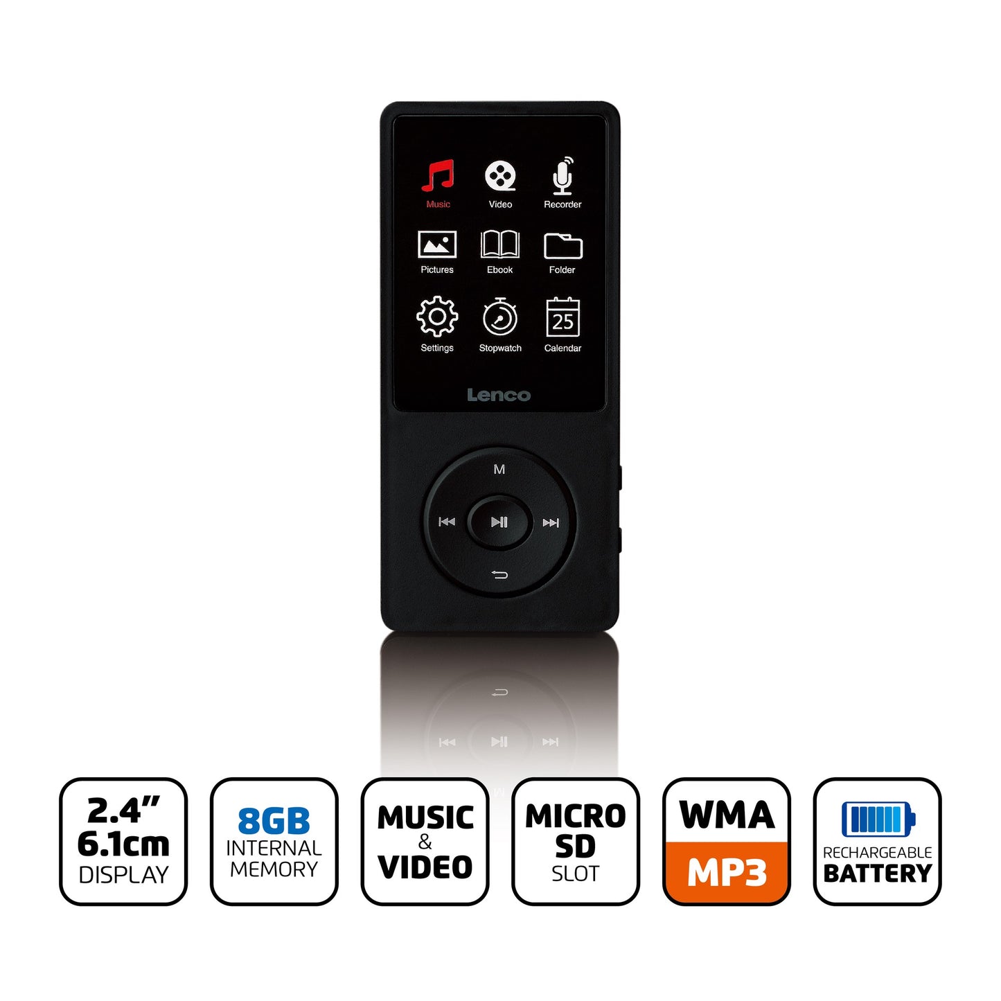MP3/MP4 Player, 2.4" Display, 8GB Memory, Black