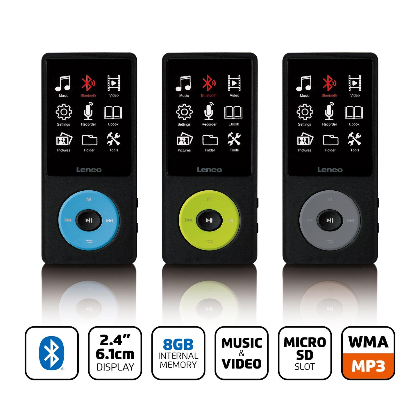 MP3/MP4 Player with Bluetooth, 8GB Memory, Green