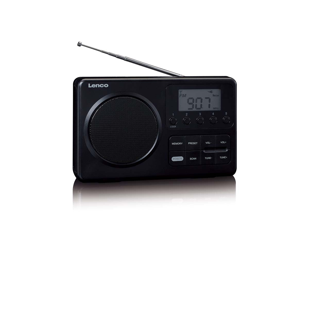 MPR-035BK Compact Portable FM Radio with LCD Screen Black