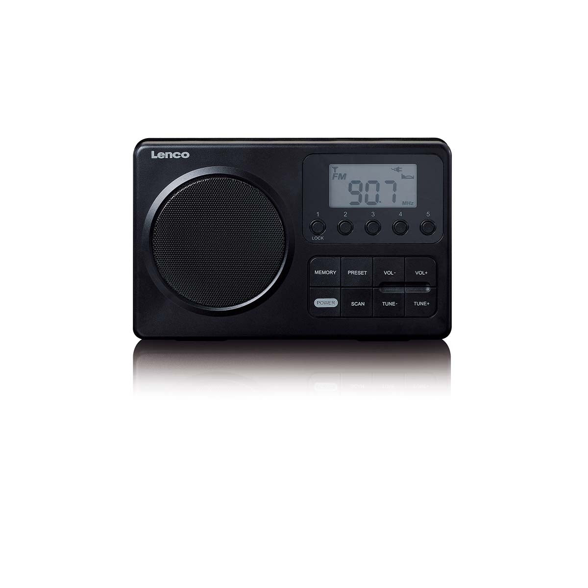 MPR-035BK Compact Portable FM Radio with LCD Screen Black