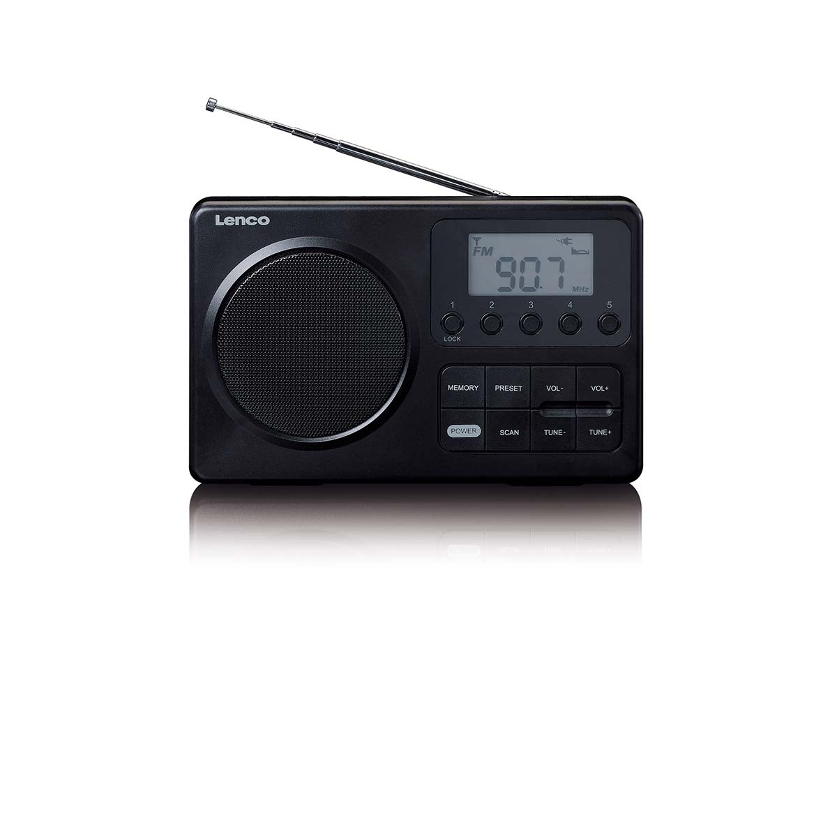 MPR-035BK Compact Portable FM Radio with LCD Screen Black