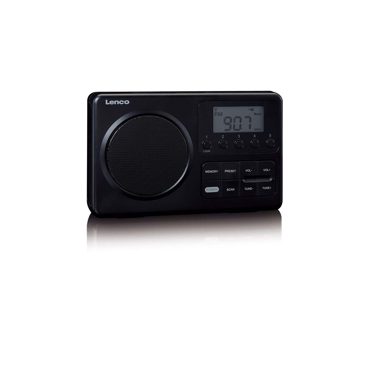 MPR-035BK Compact Portable FM Radio with LCD Screen Black