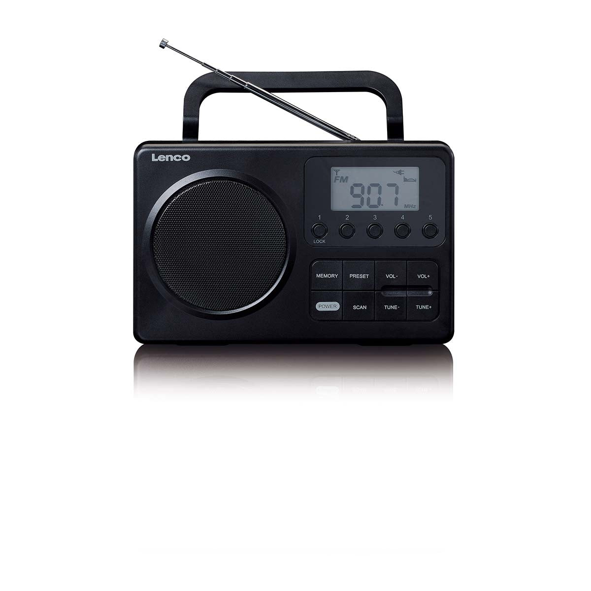 MPR-035BK Compact Portable FM Radio with LCD Screen Black
