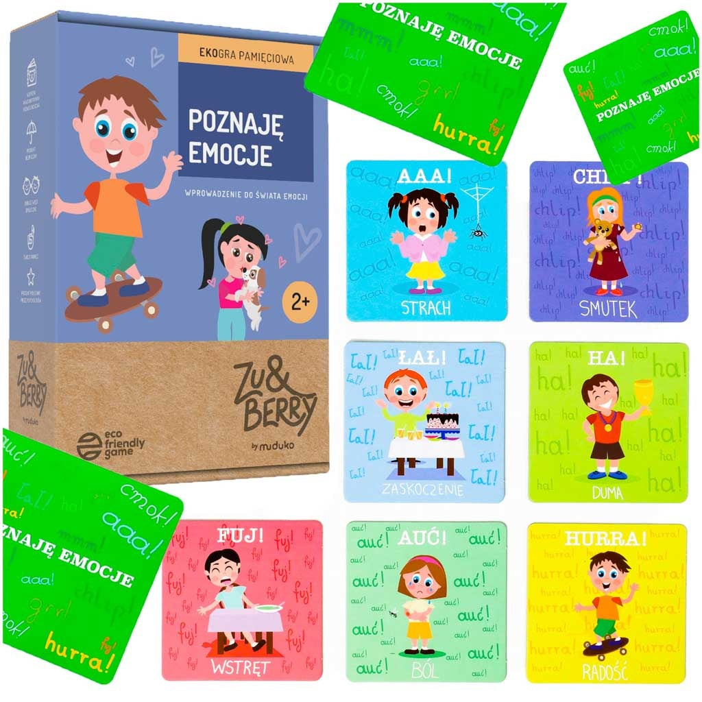 MUDUKO Puzzle memory game I recognise emotions: a memory ecogame. Picture cards for children 2+