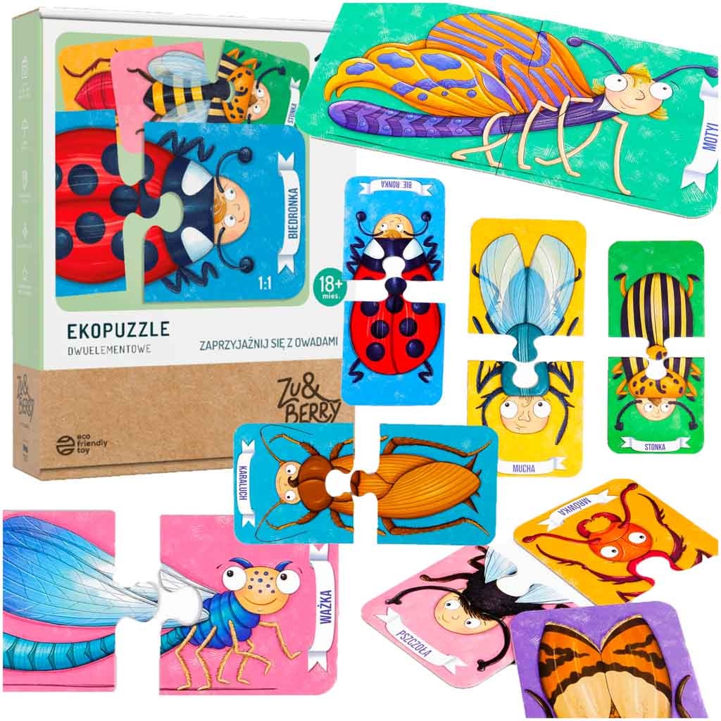 MUDUKO Puzzles for toddlers Make friends with insects Ecopuzzles two-piece 18m+