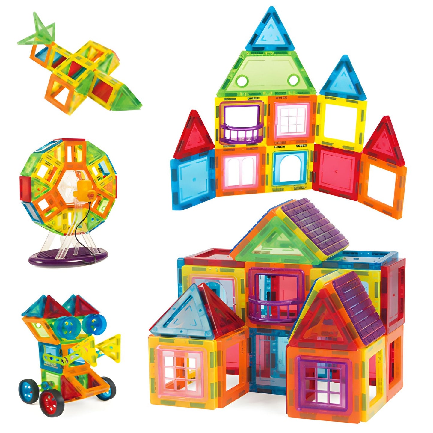 Magnetic Building Blocks Set, 106 Pieces, 3D Construction