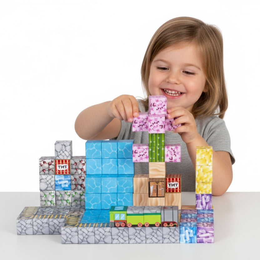 Magnetic Building Blocks Set, 112 Pieces, Ages 3+