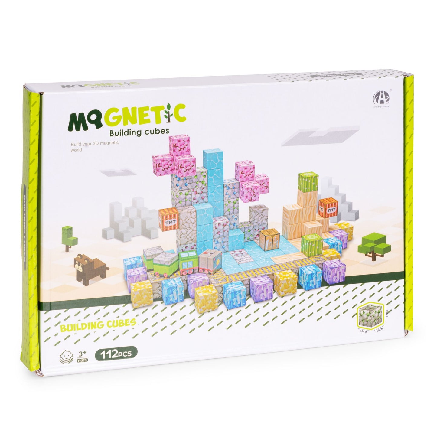 Magnetic Building Blocks Set, 112 Pieces, Ages 3+