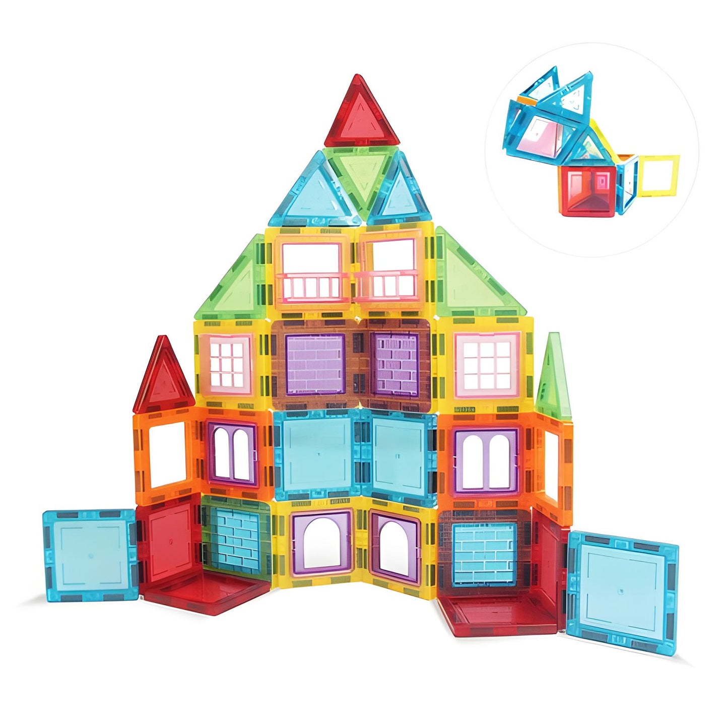 Magnetic Building Blocks Set, 130 Pieces, 3D & Vehicle Creation