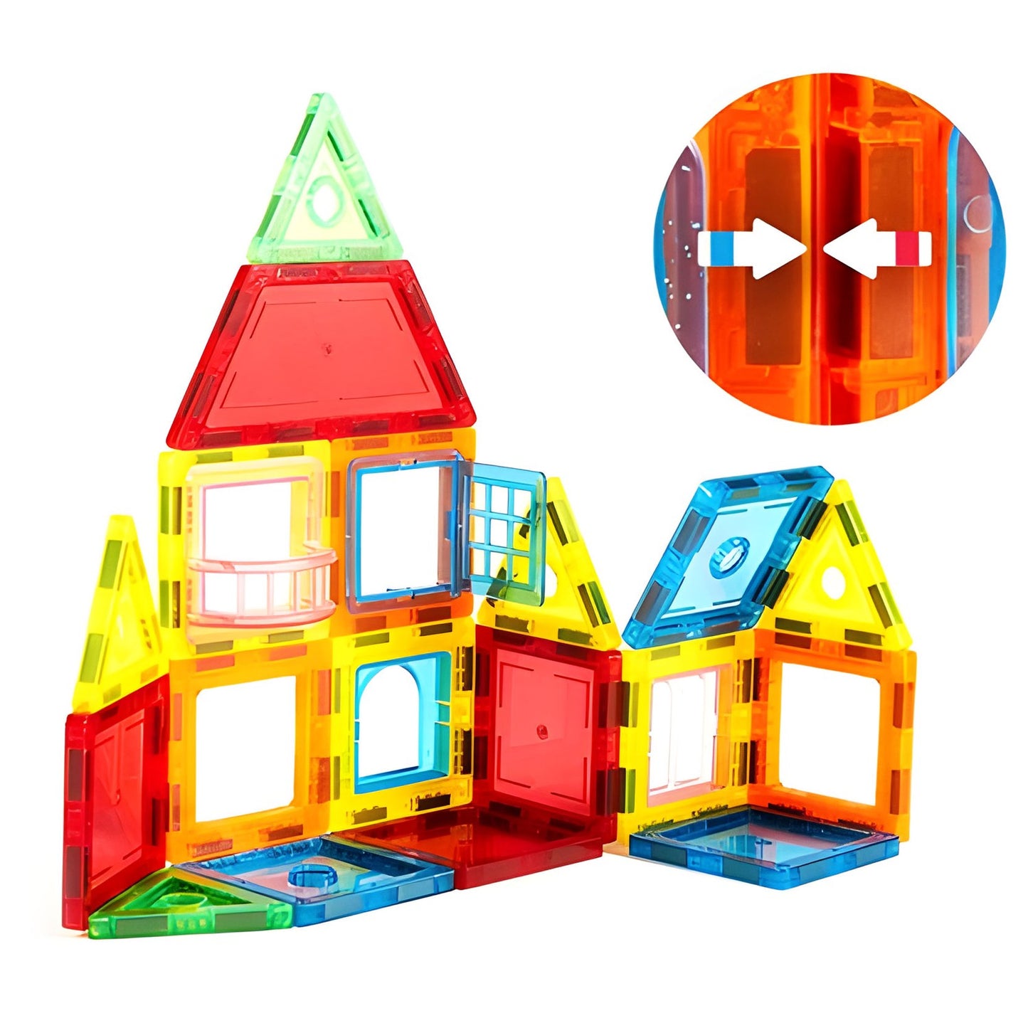 Magnetic Building Blocks Set, 130 Pieces, 3D & Vehicle Creation