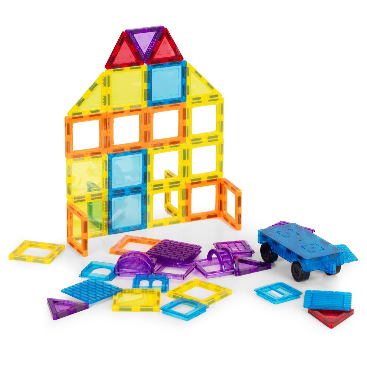 Magnetic Building Blocks Set, 45 Pieces, 3D & Vehicle Play