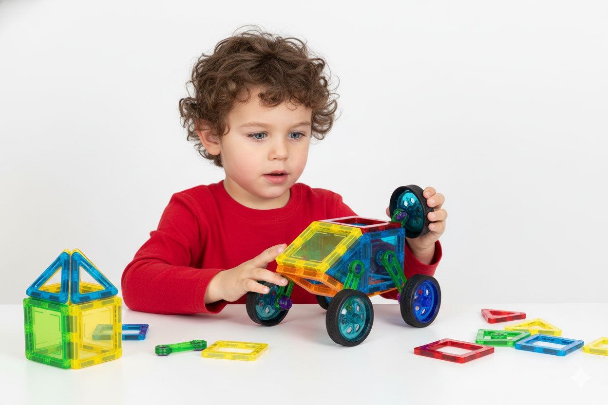 Magnetic Building Blocks Set – 48 Pieces, 3D & Vehicle Play