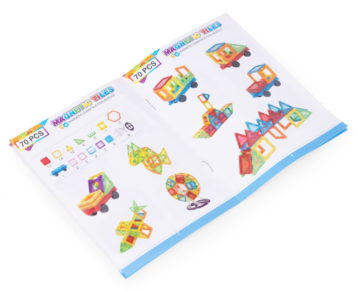 Magnetic Building Blocks Set, 70 Pieces, 3D Construction