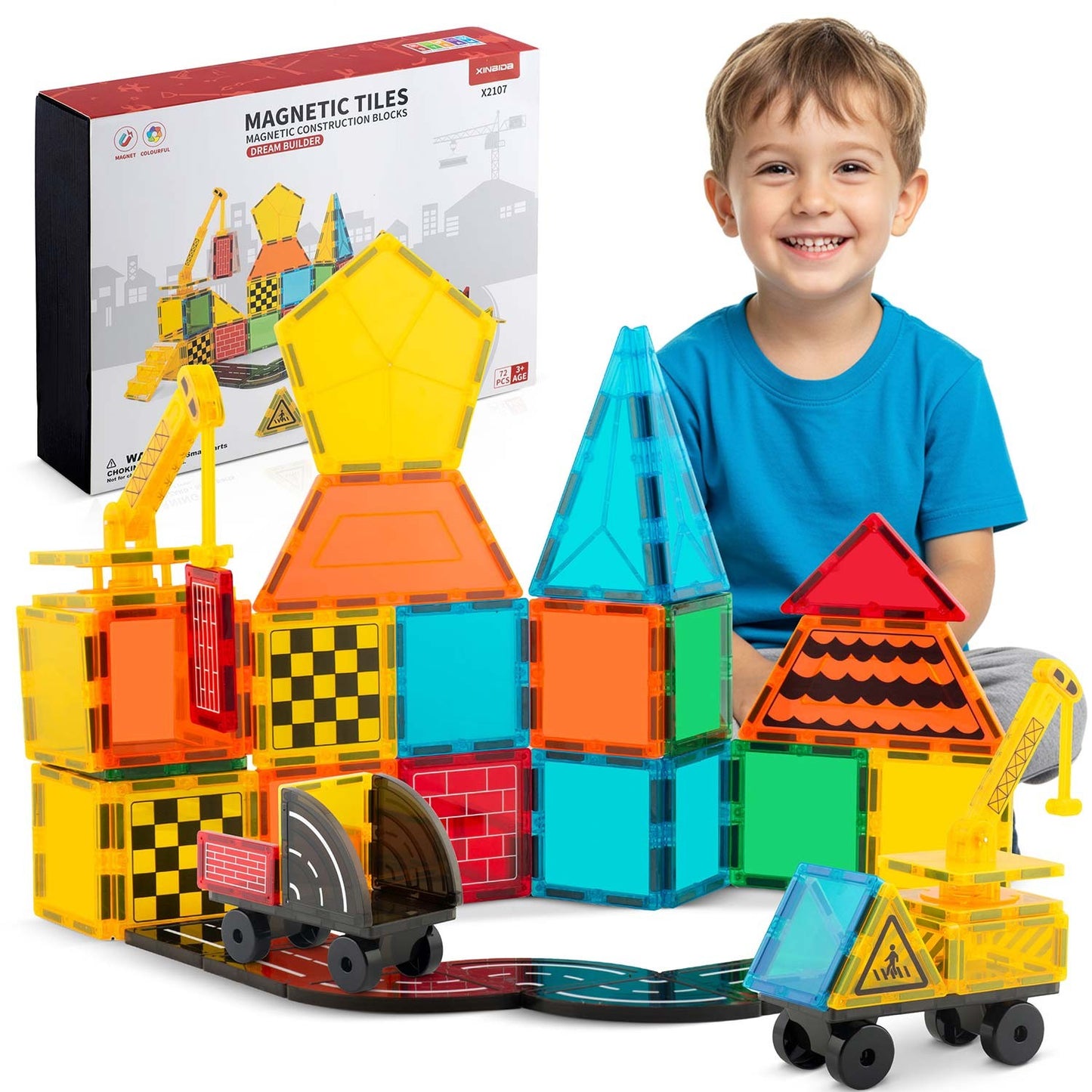 Magnetic Building Blocks Set, 72 Pieces, Educational Toy