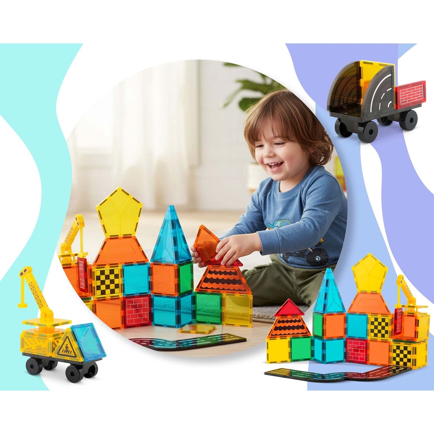 Magnetic Building Blocks Set, 72 Pieces, Educational Toy