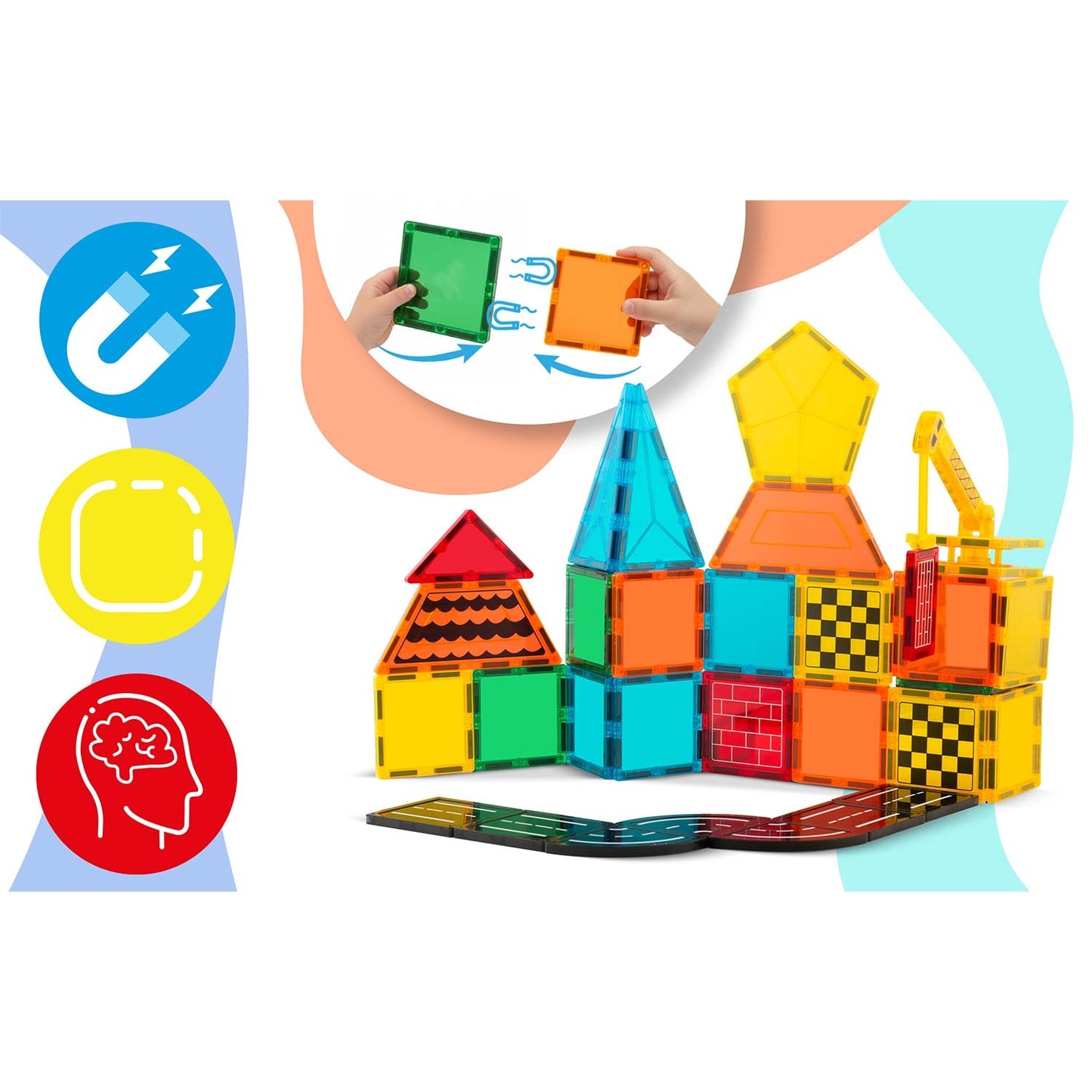 Magnetic Building Blocks Set, 72 Pieces, Educational Toy