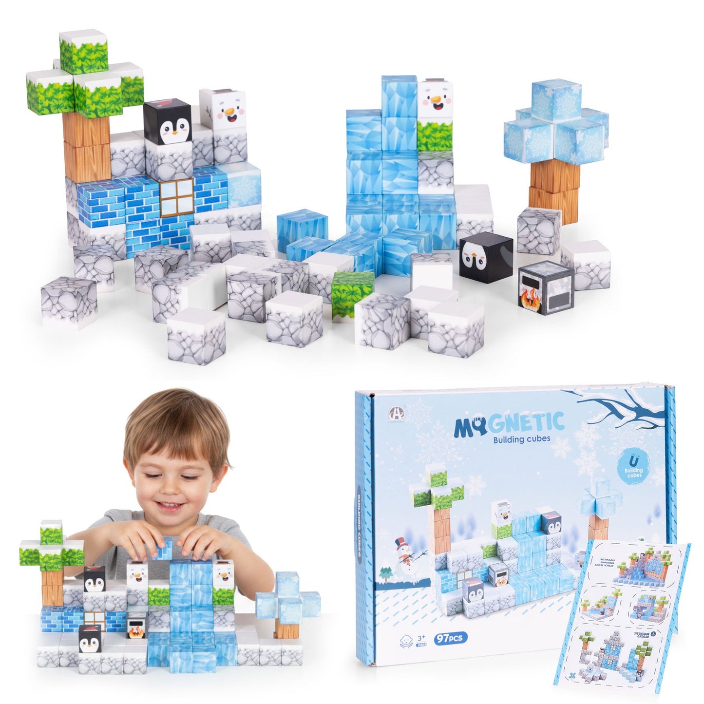 Magnetic Building Blocks Set, 97 Pieces for Kids 3+