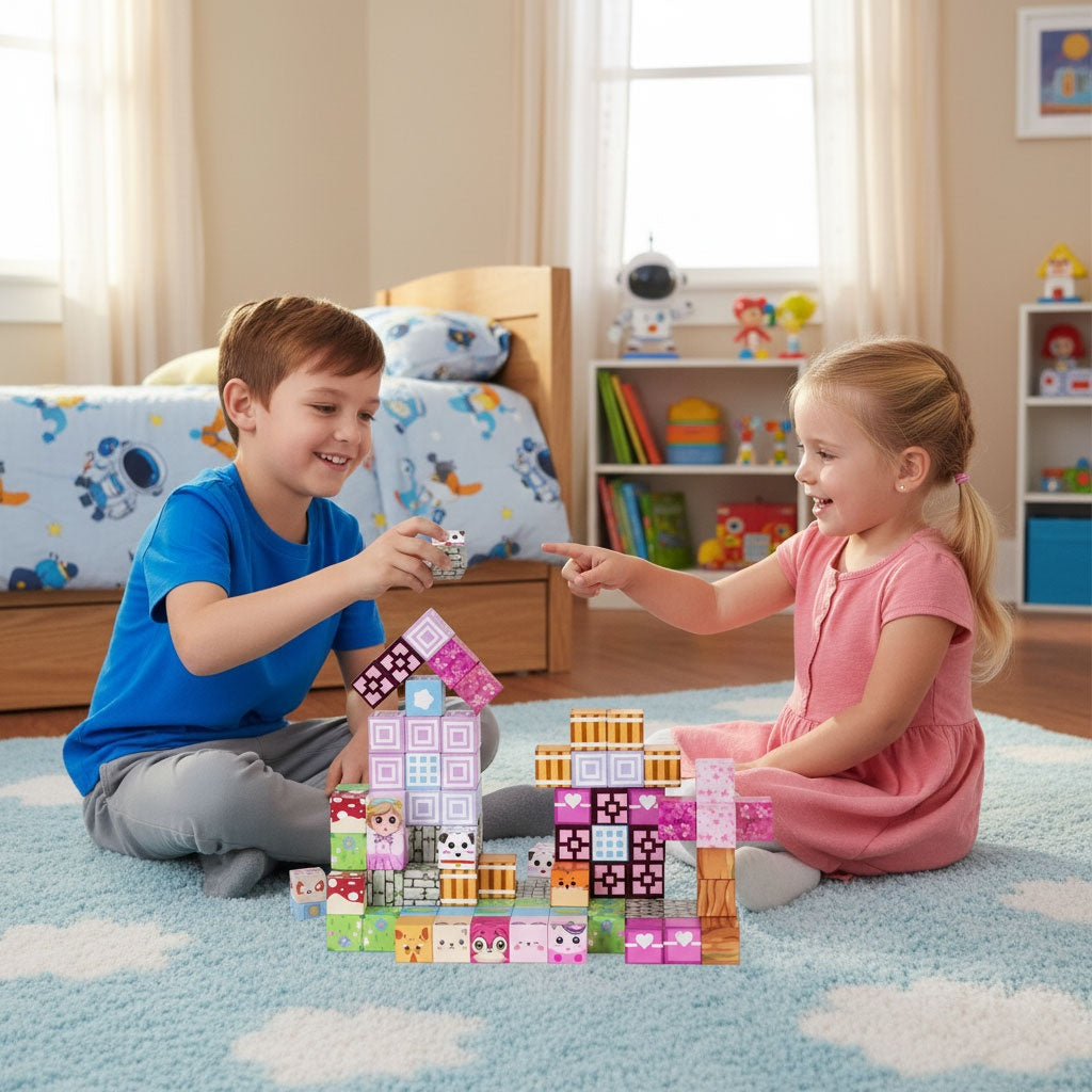 Magnetic Building Blocks Set for Kids, 113 Pieces