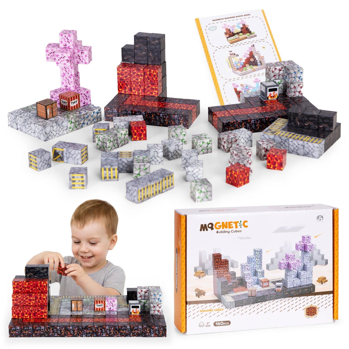 Magnetic Building Blocks Set for Kids, 160 Pieces