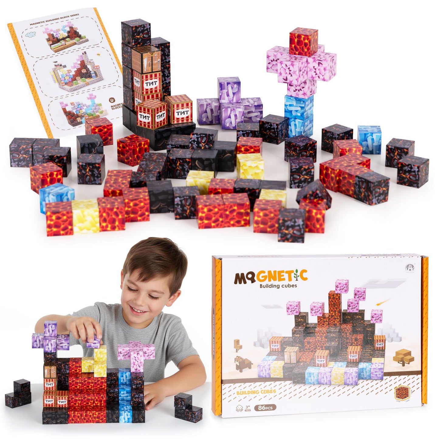 Magnetic Building Blocks Set for Kids, 86 Pieces