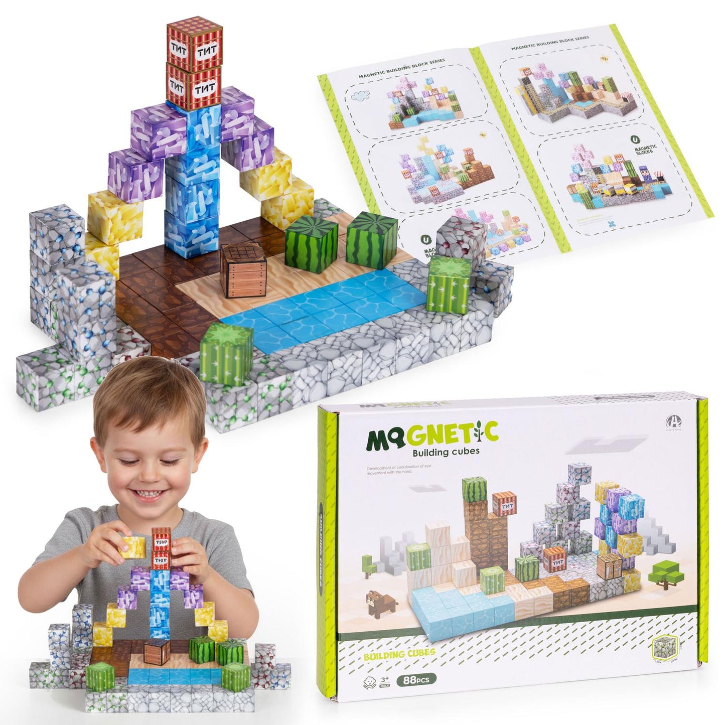 Magnetic Building Blocks Set for Kids, 88 Pieces