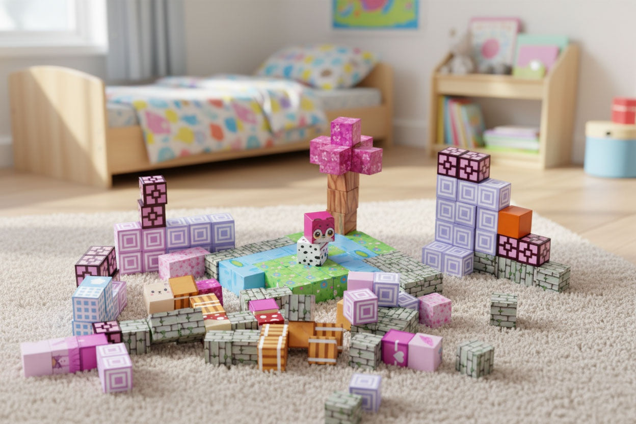 Magnetic Building Blocks for Kids, 140 Pieces, Pink