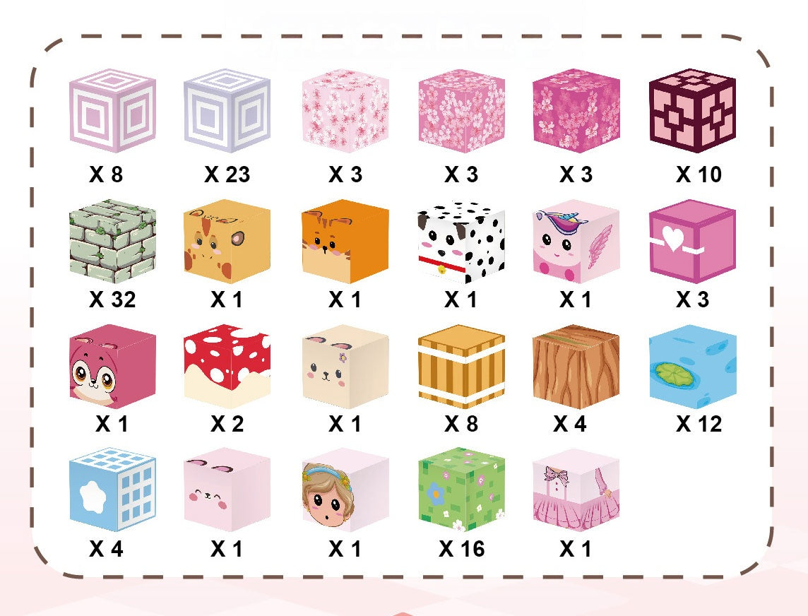 Magnetic Building Blocks for Kids, 140 Pieces, Pink