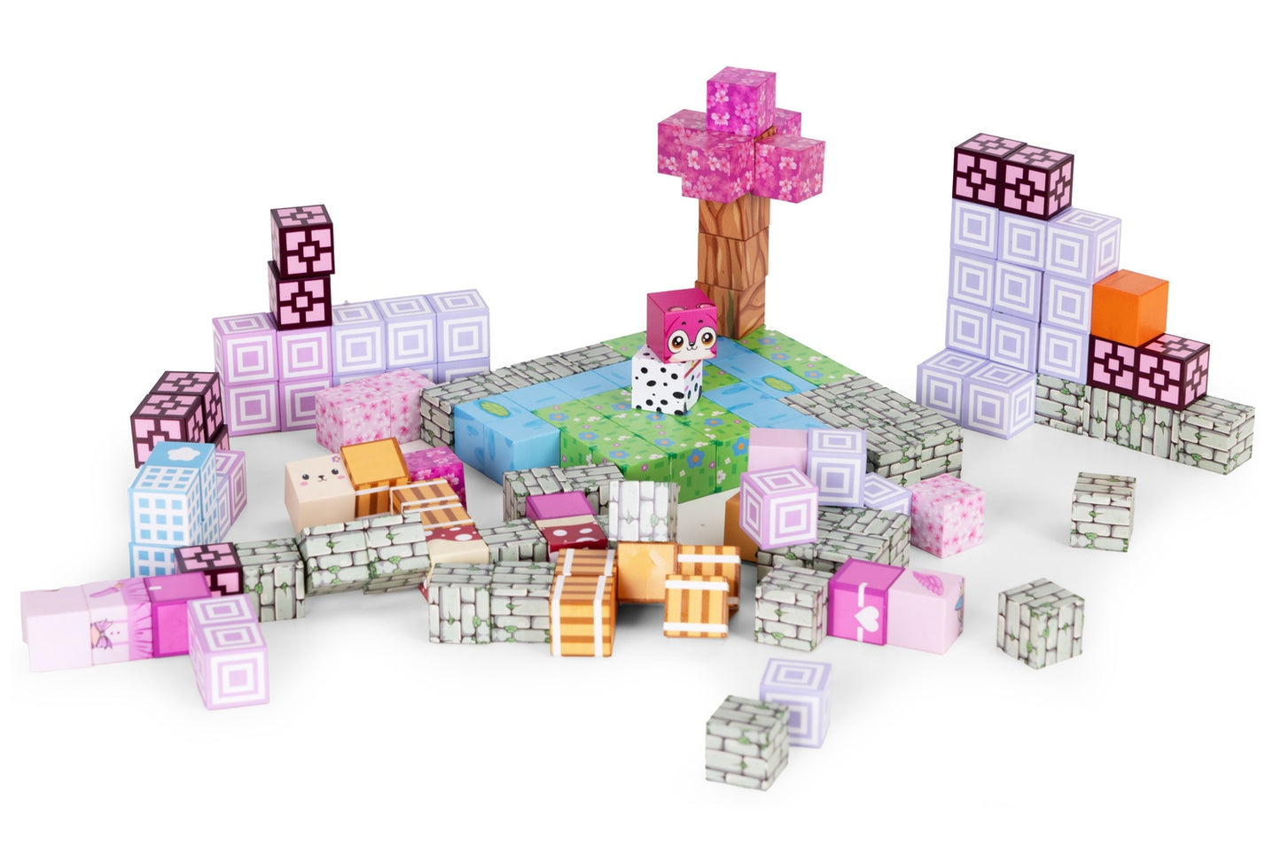 Magnetic Building Blocks for Kids, 140 Pieces, Pink