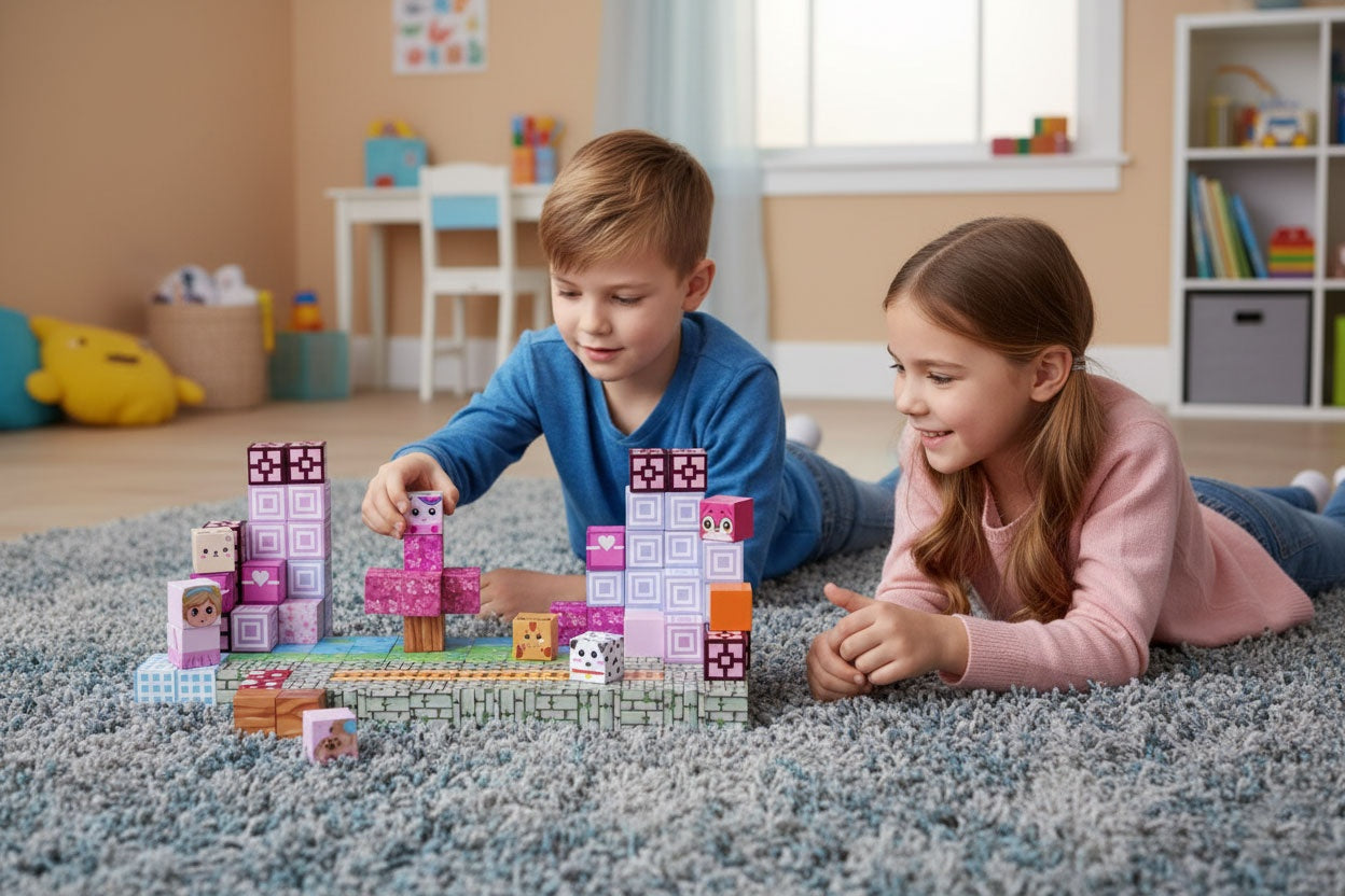 Magnetic Building Blocks for Kids, 140 Pieces, Pink