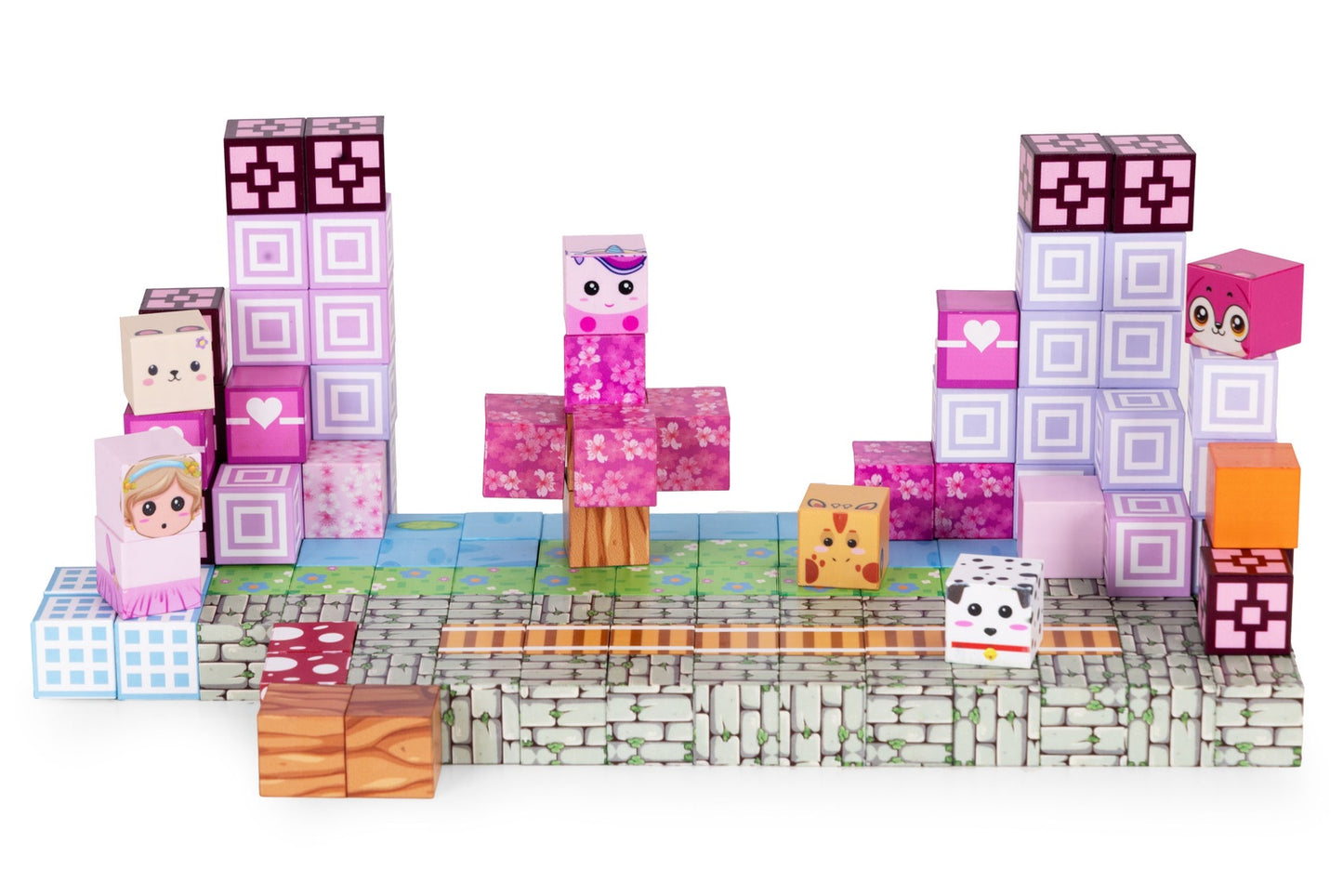 Magnetic Building Blocks for Kids, 140 Pieces, Pink