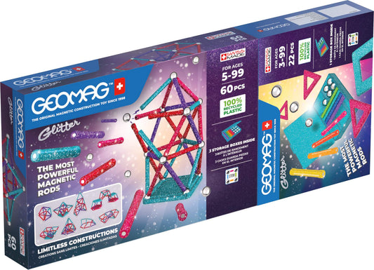 Magnetic Building Set, Glitter Panels, 82 Pieces