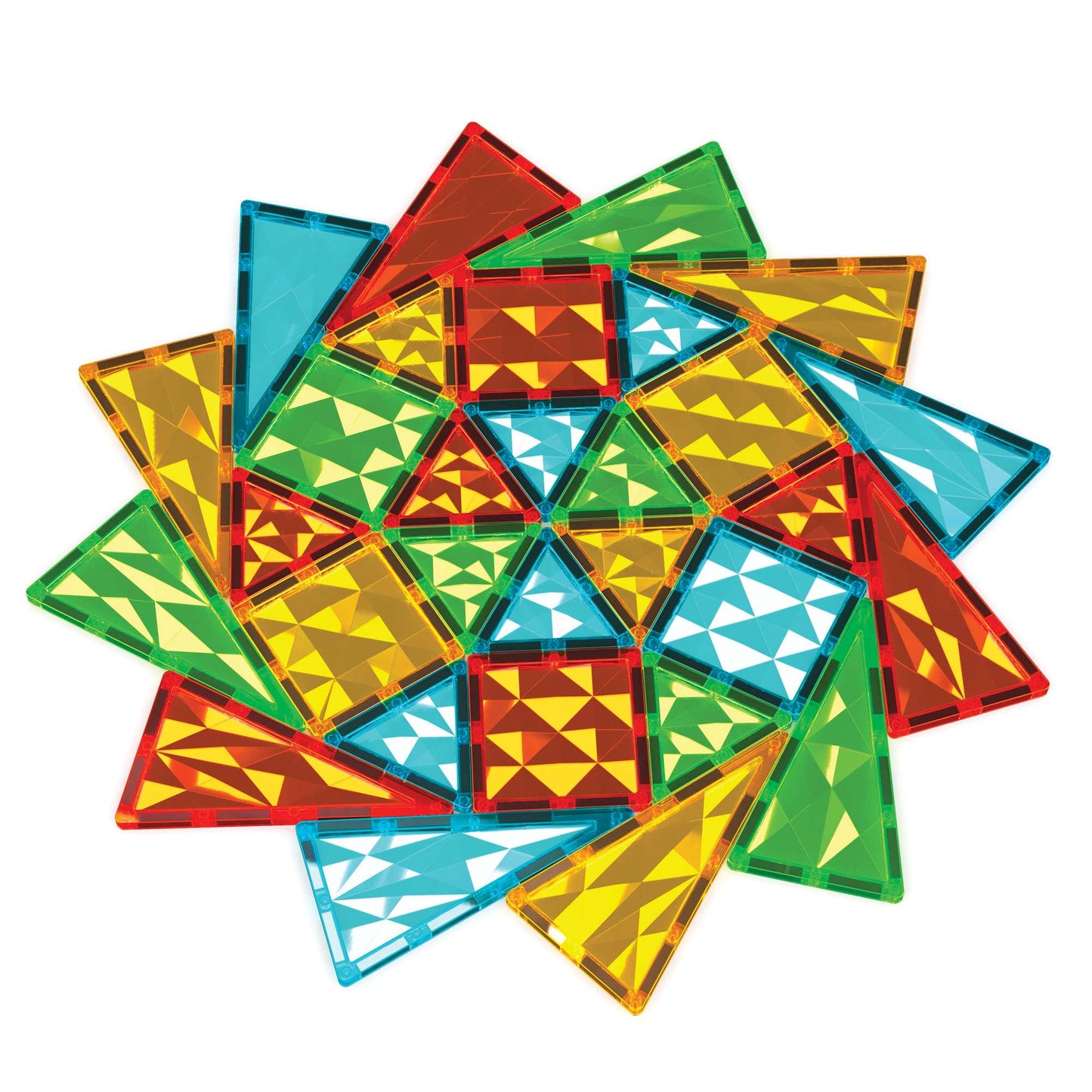 Magnetic Building Tiles Set, 100 Pieces, Gem Pattern